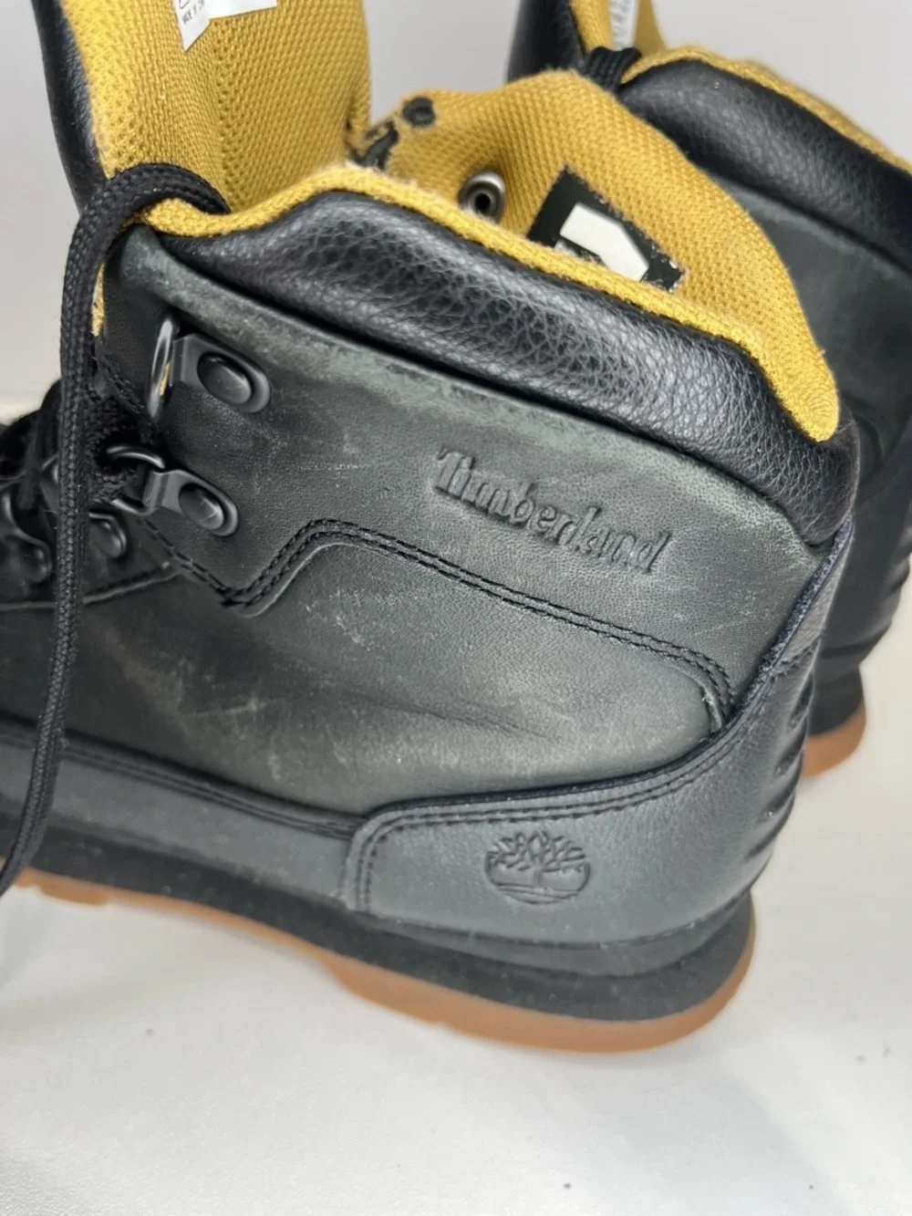 Timberland Black Hiking Boots with Tan Interior Big Boys Size 4